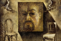 Selfportrait-with-two-empty-chairs.Oil-on-canvas.36-x-36-inches