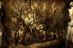 Two-statues-.Oil-on-canvas.-31-x-62-inches